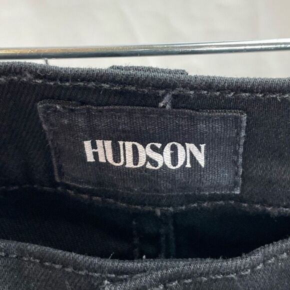 Hudson Jeans Black Nico Midrise Distressed Super Skinny Jeans Size 24 - Picture 7 of 10